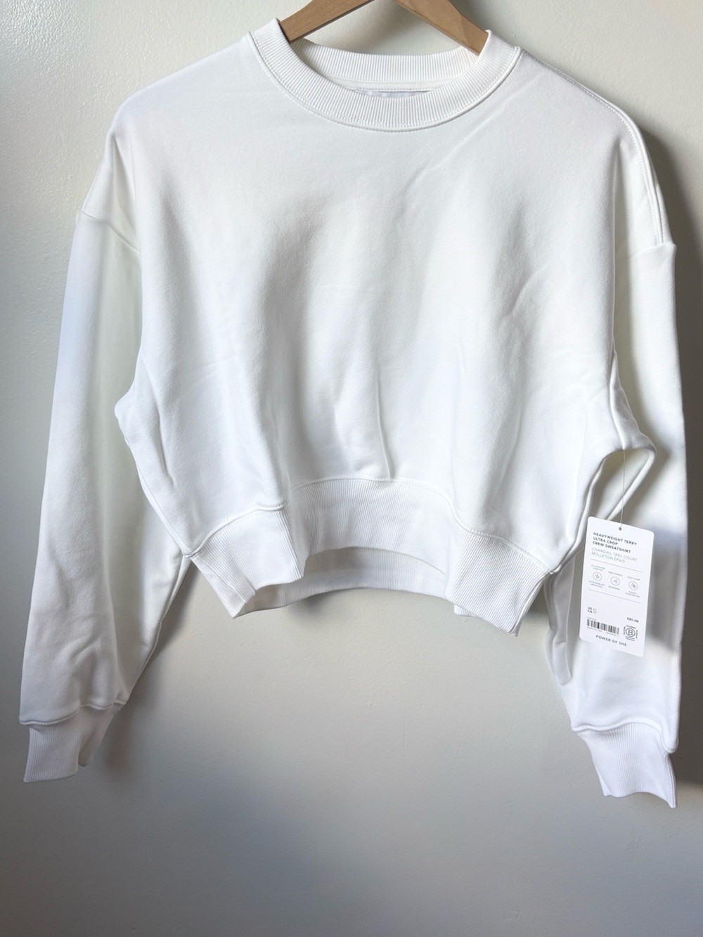 NWT athleta white heavyweight terry ultra crop crewneck sweatshirt